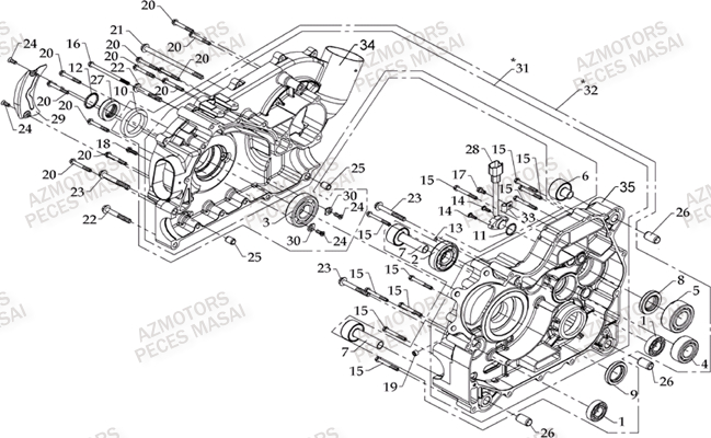 Carter Moteur Droit MASAI Pièces Quad S800i 2.0 CROSSOVER 