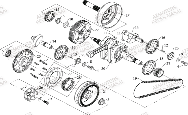 EMBIELLAGE (MODELE A INJECTION) AZMOTORS MASAI S800 I 2.0