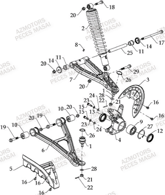 Suspension Avant Gauche MASAI Pièces Quad S800i 2.0 CROSSOVER 