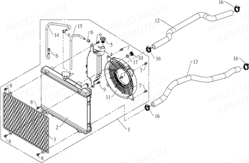 SYSTEME REFROIDISSEMENT AZMOTORS MASAI S800 I 2.0