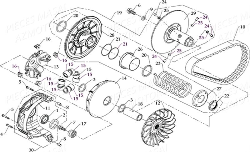 VARIATEUR EMBRAYAGE AZMOTORS MASAI S800 I 2.0