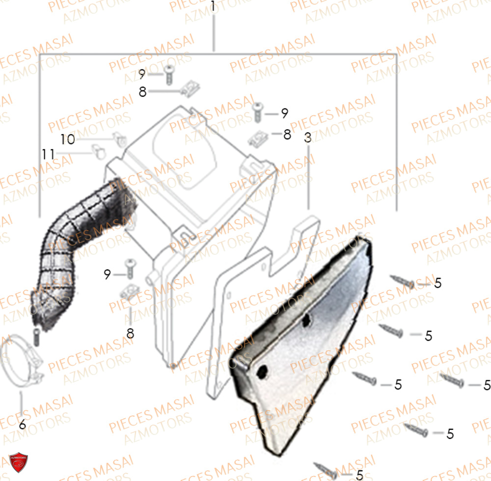 Boite A Air MASAI Pièces Moto SUPERMOTARD 50cc