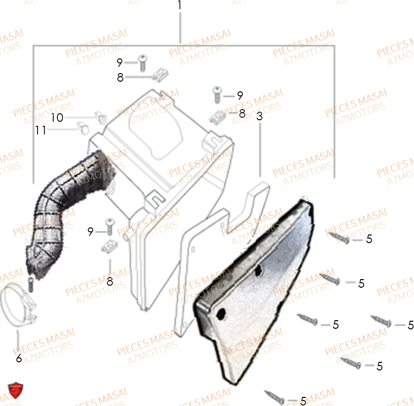 Boite A Air AZMOTORS Pièces Moto Super Motard 50cc Ultimate 