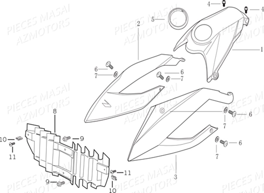 CACHES AVANT LATERAUX RESERVOIR AUTOCOLLANTS AZMOTORS MASAI SUPERMOTARD 50