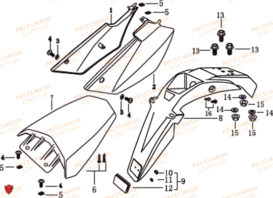 Caches Lateraux AZMOTORS Pièces Moto Super Motard 50cc Ultimate 