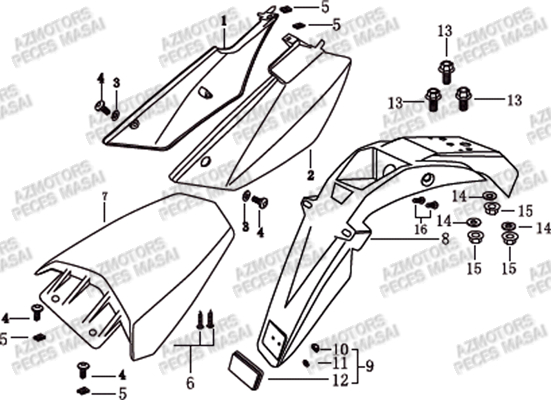 CACHES LATERAUX ARRIERE pour MASAI SUPERMOTARD 50