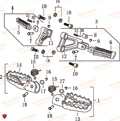 Cale Pied AZMOTORS Pièces Moto SUPERMOTARD 50cc