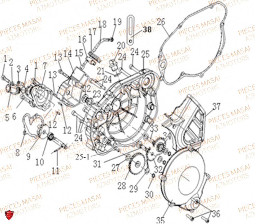 Carter Embrayage MASAI Pièces Moto SUPERMOTARD 50cc