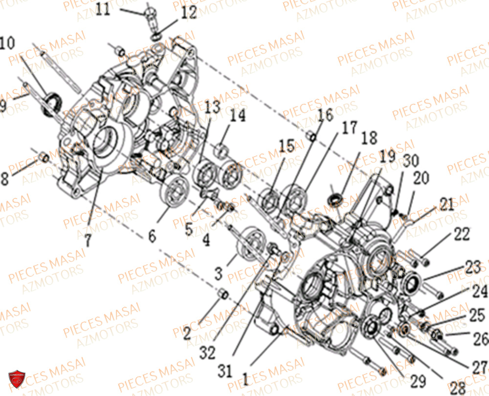Carter Moteur MASAI Pièces Moto SUPERMOTARD 50cc