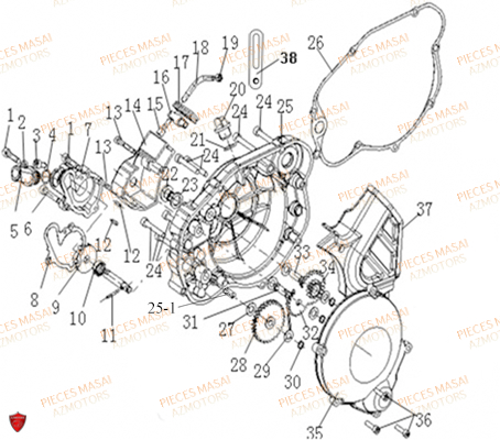 Carter Embrayage MASAI Pièces Moto SUPERMOTARD 50cc