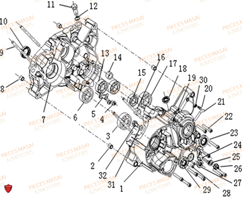 CARTER_MOTEUR MASAI Pièces Moto SUPERMOTARD 50cc Ultimate