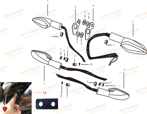 Clignotants MASAI Pièces Moto SUPERMOTARD 50cc