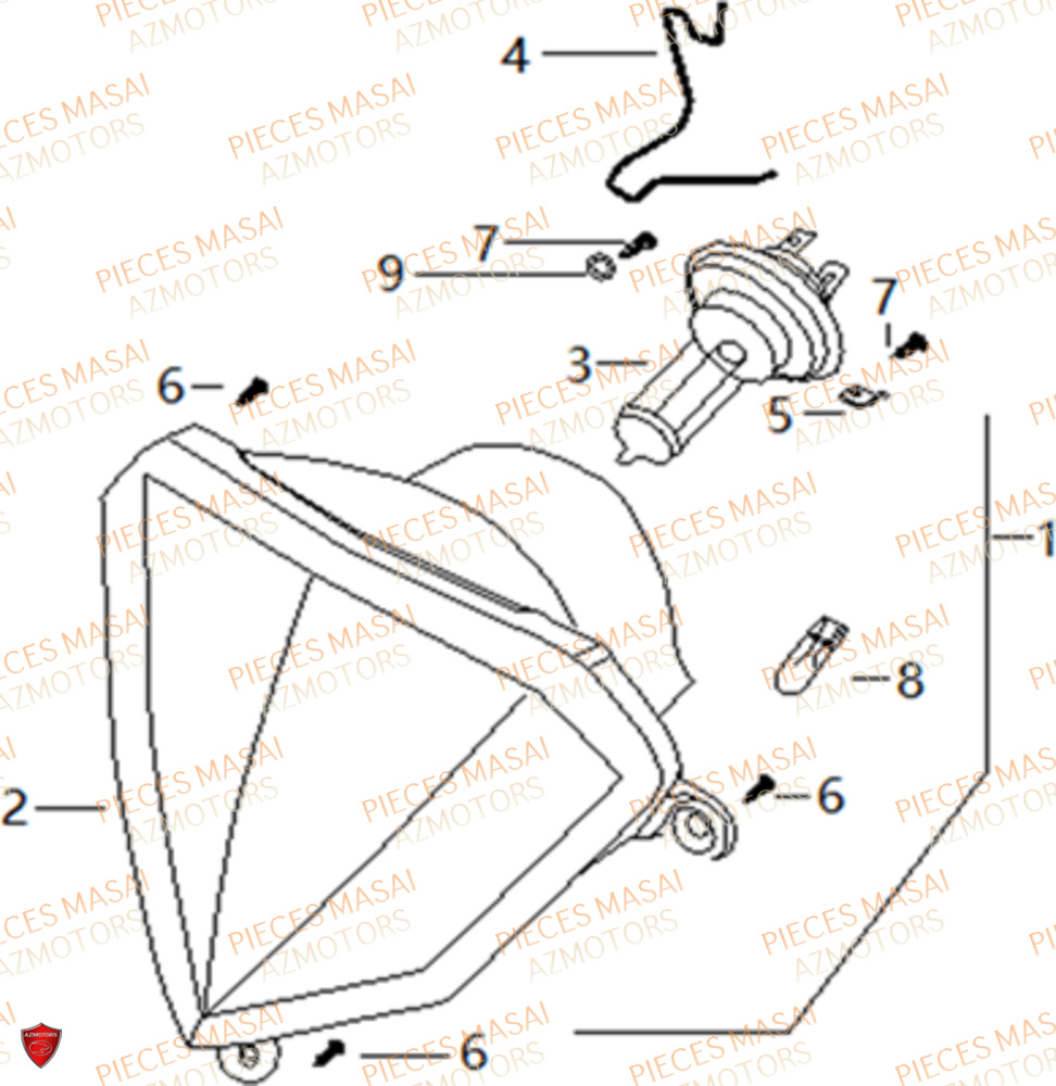 Eclairage Avant MASAI Pièces Moto SUPERMOTARD 50cc