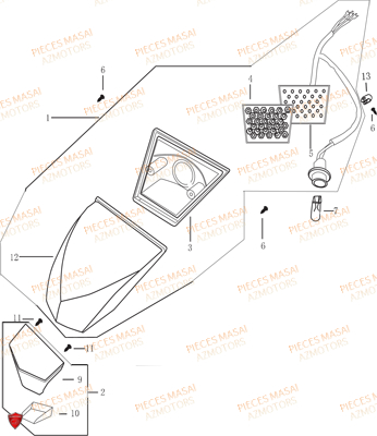 Eclairage Arriere MASAI Pièces Moto SUPERMOTARD 50cc