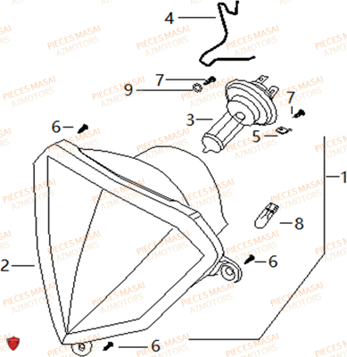Eclairage Avant MASAI Pièces Moto SUPERMOTARD 50cc