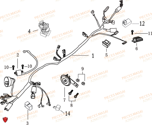 Ensemble Electrique AZMOTORS Pièces Moto SUPERMOTARD 50cc