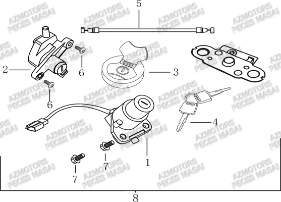 ENSEMBLE SERRURE pour MASAI SUPERMOTARD 50