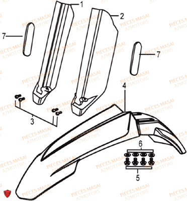 Garde Boue Avant MASAI Pièces Moto SUPERMOTARD 50cc