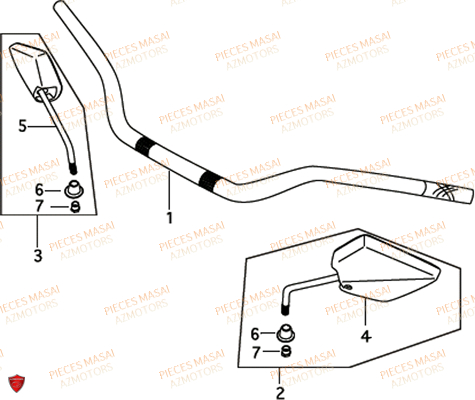 Guidon MASAI Pièces Moto SUPERMOTARD 50cc
