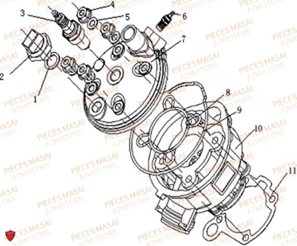 Haut Moteur MASAI Pièces Moto SUPERMOTARD 50cc