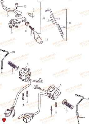 Poignees MASAI Pièces Moto SUPERMOTARD 50cc