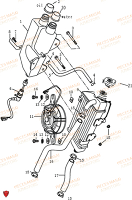 Refroidissement MASAI Pièces Moto SUPERMOTARD 50cc