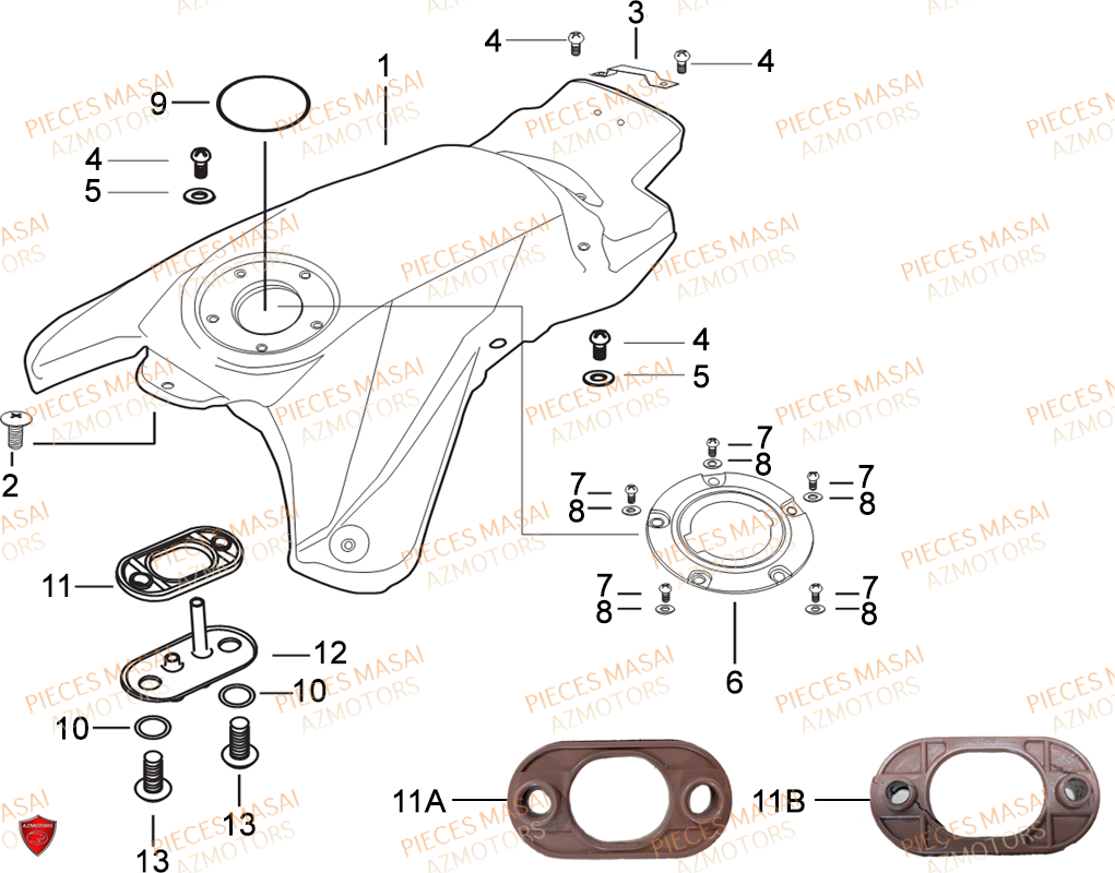 Reservoir MASAI Pièces Moto SUPERMOTARD 50cc
