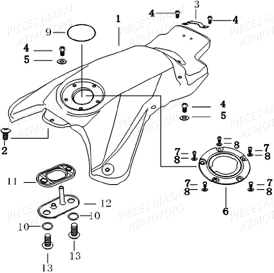 RESERVOIR CARBURANT AZMOTORS MASAI SUPERMOTARD 50
