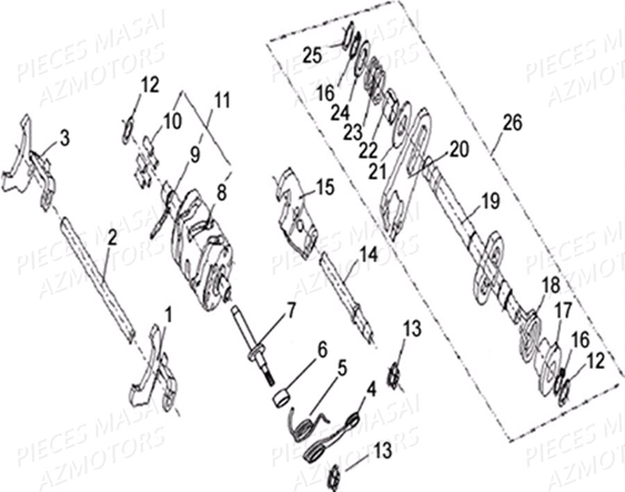 SELECTEUR VITESSES AZMOTORS MASAI SUPERMOTARD 50