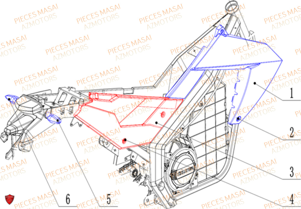 Caches Lateraux Droits Clignotants Arriere MASAI Pièces Moto VISION 3000W