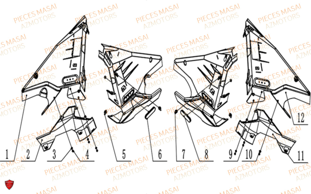 Protections Internes Caches MASAI Pièces Moto VISION 3000W
