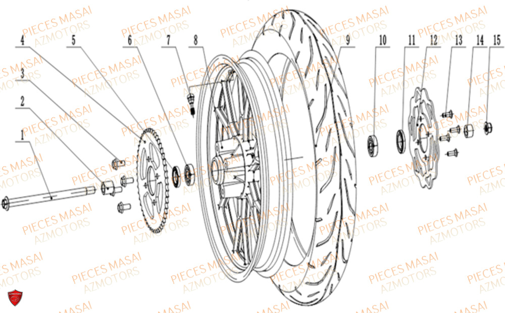 Roue Arriere MASAI Pièces Moto VISION 3000W