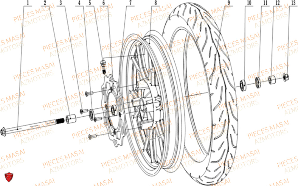 Roue Avant MASAI Pièces Moto VISION 3000W