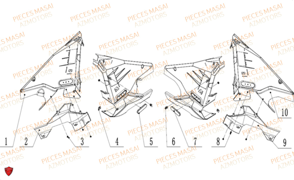 Protections Internes Caches MASAI Pièces Moto VISION 3K