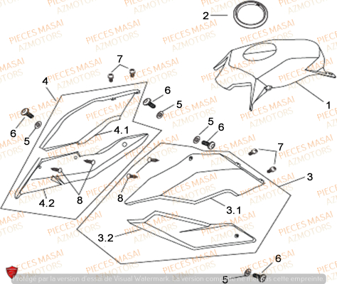 Caches Avant MASAI Pièces Moto SUPERMOTARD X-RAY 125