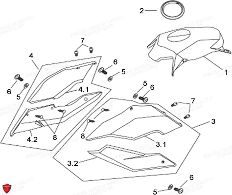 CACHES AVANT LATERAUX ET RESERVOIR AUTOCOLLANTS pour MASAI X-RAY 125