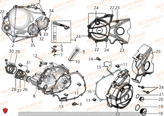 Cache Carter MASAI Pièces Moto SUPERMOTARD X-RAY 125