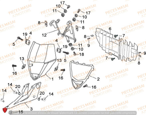 Cache Feu Avant MASAI Pièces Moto SUPERMOTARD X-RAY 125
