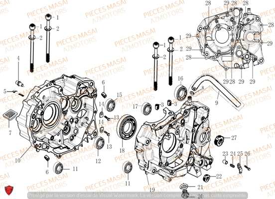 Carter Moteur MASAI Pièces Moto SUPERMOTARD X-RAY 125