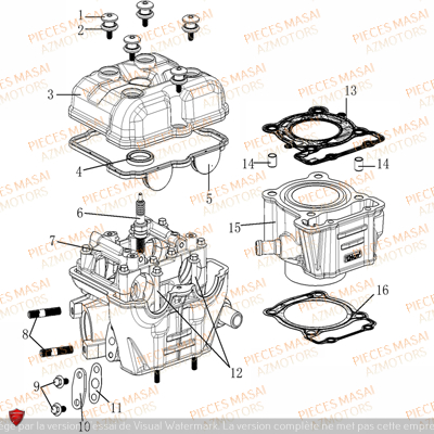 Culasse MASAI Pièces Moto SUPERMOTARD X-RAY 125