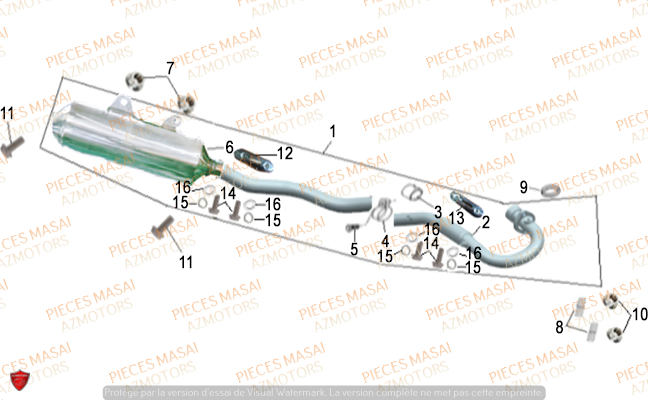 Echappement MASAI Pièces Moto SUPERMOTARD X-RAY 125