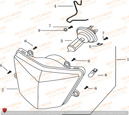 Eclairage Avant MASAI Pièces Moto SUPERMOTARD X-RAY 125