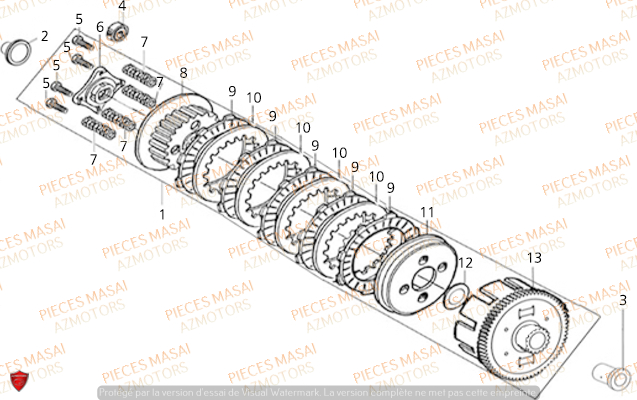 Embrayage MASAI Pièces Moto SUPERMOTARD X-RAY 125
