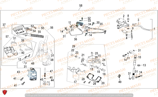 Ensemble Frein MASAI Pièces Moto SUPERMOTARD X-RAY 125