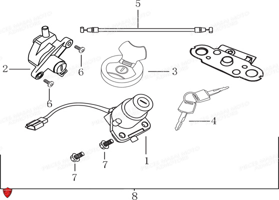 ENSEMBLE SERRURE AZMOTORS MASAI X RAY 125