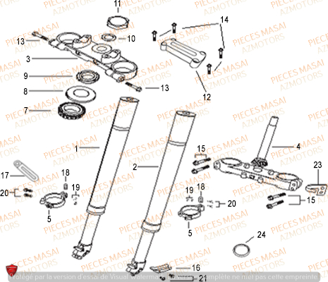 Fourche MASAI Pièces Moto SUPERMOTARD X-RAY 125