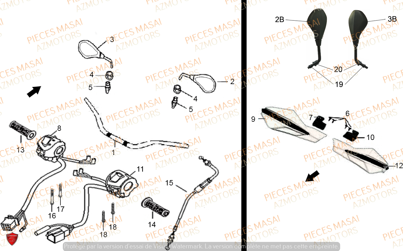 Guidon MASAI Pièces Moto SUPERMOTARD X-RAY 125