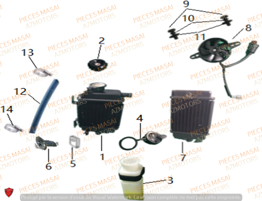 Refroidissement MASAI Pièces Moto SUPERMOTARD X-RAY 125