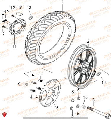 Roue Arriere MASAI Pièces Moto SUPERMOTARD X-RAY 125