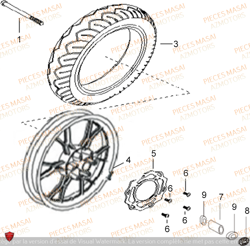 Roue Avant MASAI Pièces Moto SUPERMOTARD X-RAY 125